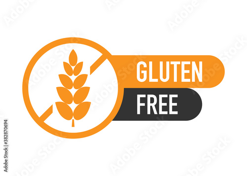 Flat icon with gluten free. Organic signs. Vector illustration.