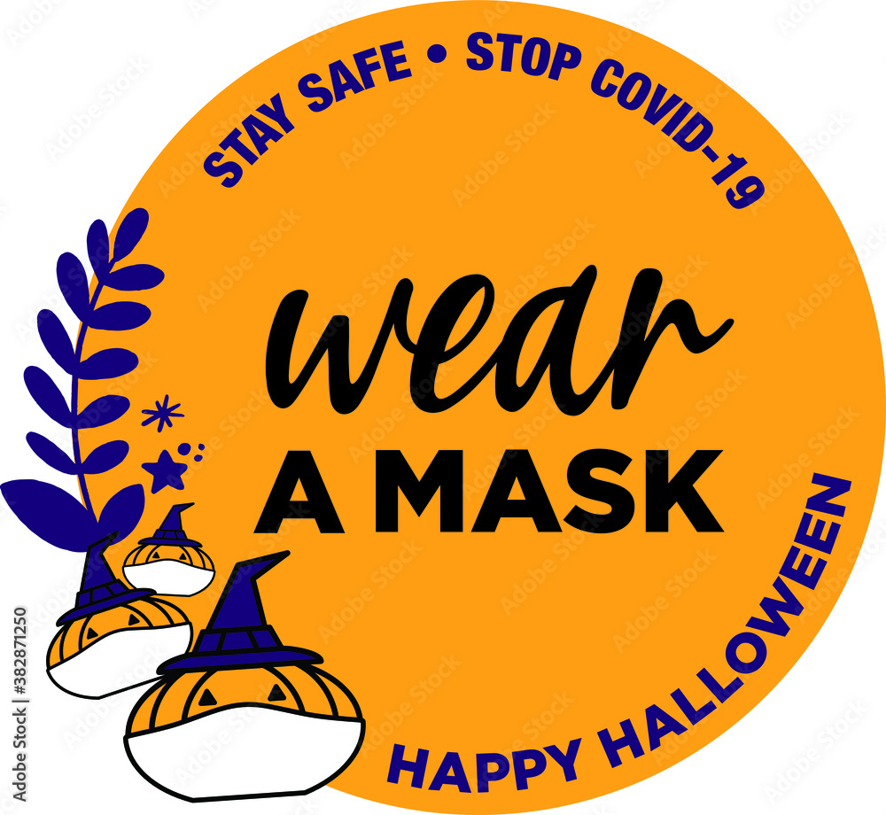 Wear a mask on Halloween sign icon Stock Vector Adobe Stock