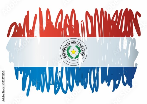 Flag of Paraguay, Republic of Paraguay. Bright, colorful vector illustration.