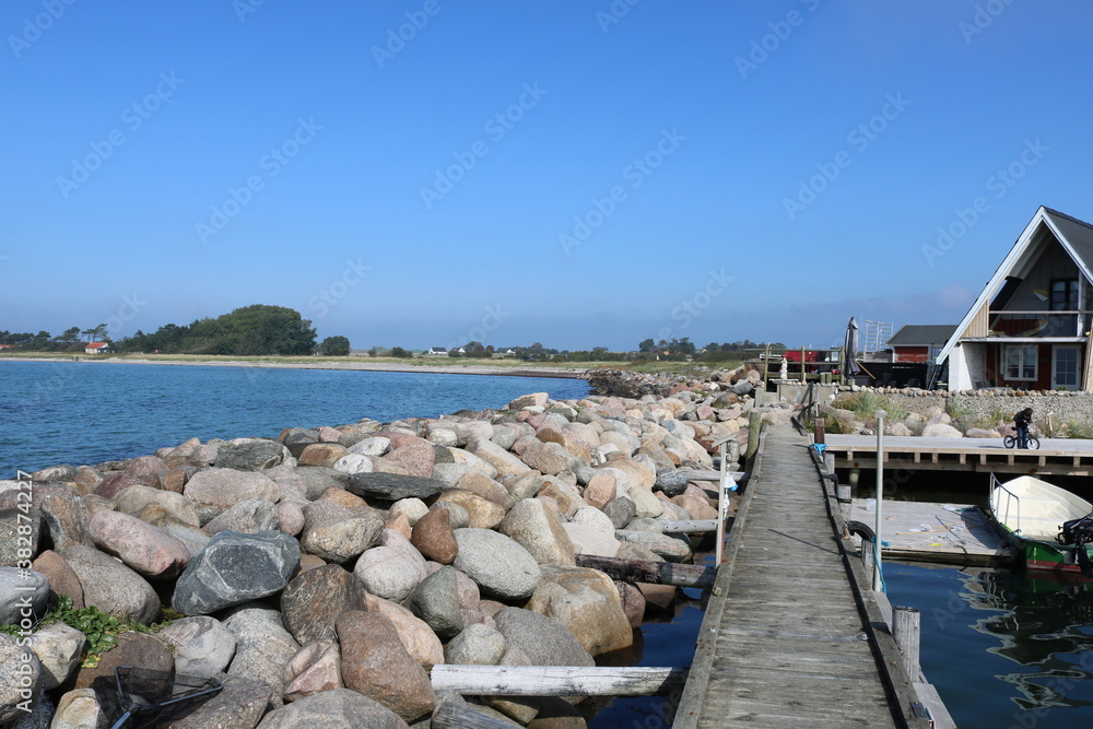 Mullerup city harbor and beach in west Zealand, Denmark.