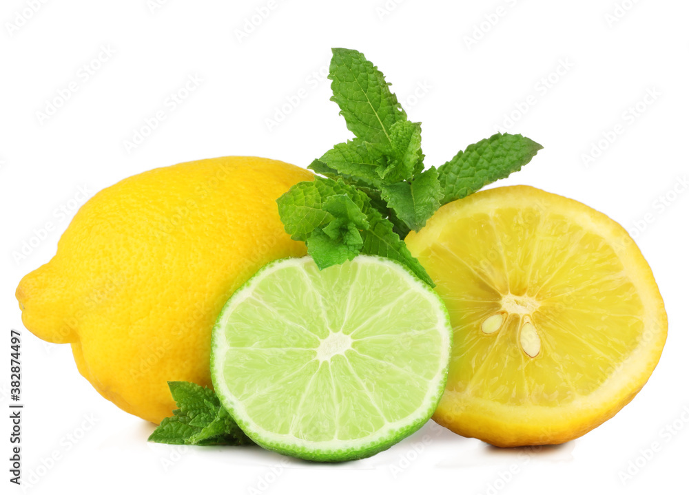 Lemon and lime isolated on white background Lemon and lime isolated on white background