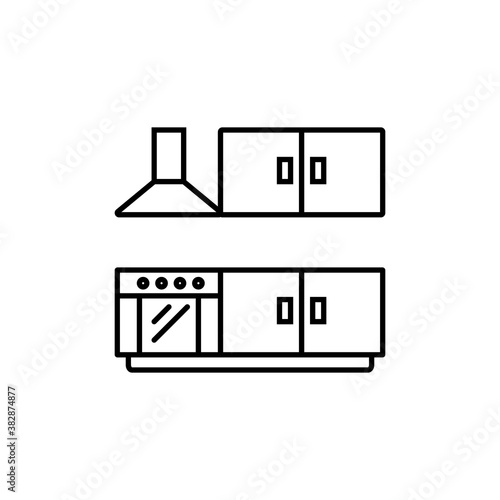 kitchen set icon element of furniture icon for mobile concept and web apps. Thin line kitchen set icon can be used for web and mobile. Premium icon on white background