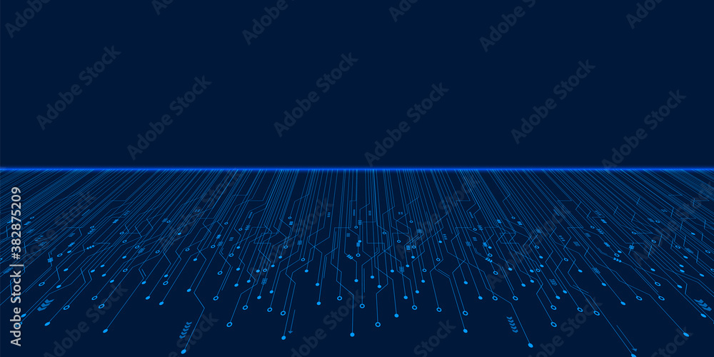 Naklejka premium Microchip Technology Background, blue digital circuit board pattern