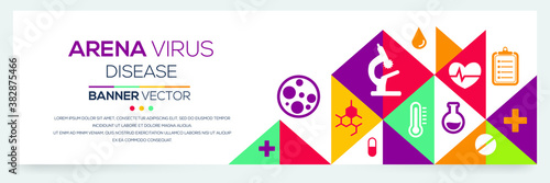 Creative (Arenavirus) disease Banner Word with Icons ,Vector illustration. photo