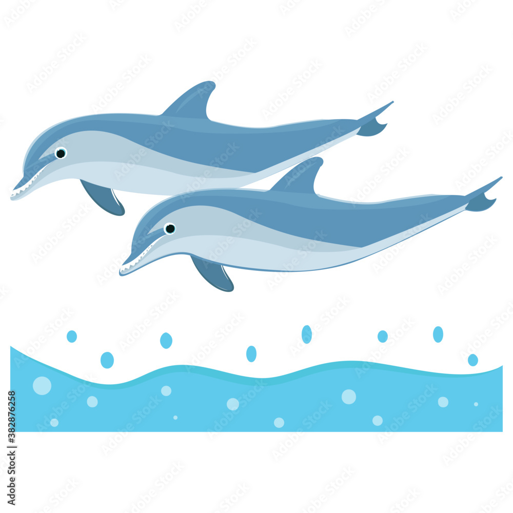 
A jumping dolphin in a sea water 
