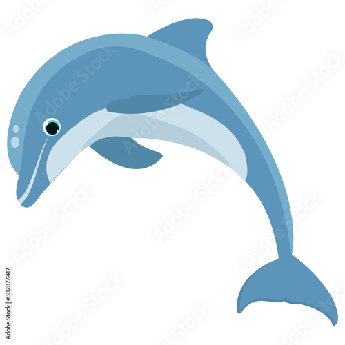 
A jumping dolphin in a sea water 
