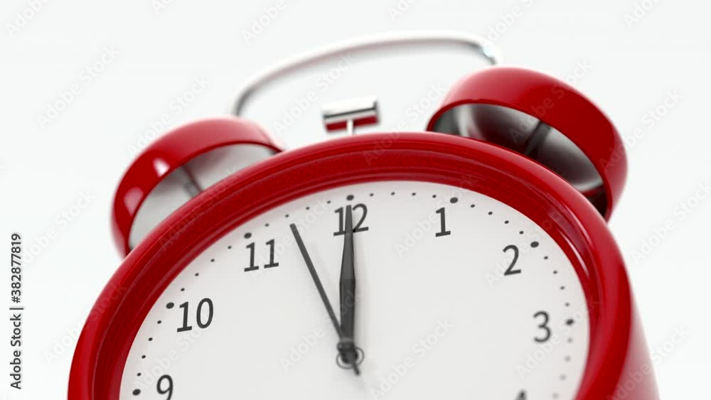 Classic alarm clock alarming at 12 o'clock, 3d rendering. Classic alarm clock alarming at 12 o'clock, 3d rendering.