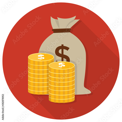 
A dollar bag filled with money 
