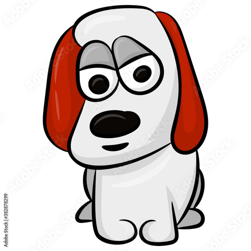 
A droopy dog cartoon with sad face 
