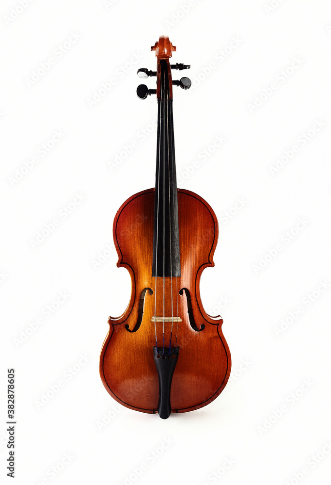 Violin on white background. Ancient stringed instrument. Classical music. Violin on white background. Ancient stringed instrument. Classical music.