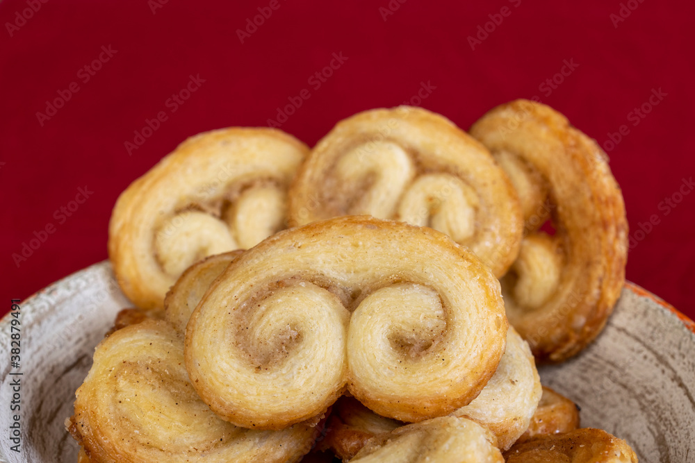 close of Palmiers cookies - sweet puff pastry close of Palmiers cookies - sweet puff pastry