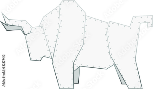 Symbol of 2021, metal white bull