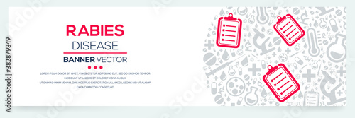 Creative (Rabies) disease Banner Word with Icons ,Vector illustration.