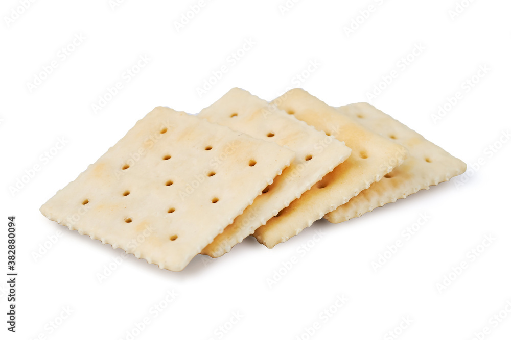 square crackers isolated on white background with clipping path
