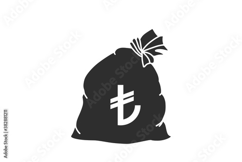 money bag with turkish lira sign. banking and money symbol. financial infographic design element