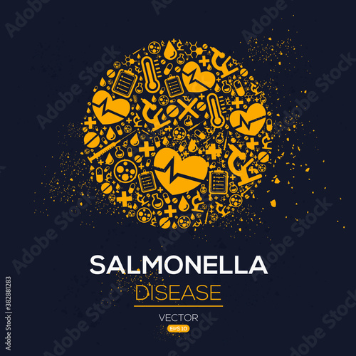 Creative (Salmonella) disease Banner Word with Icons ,Vector illustration.