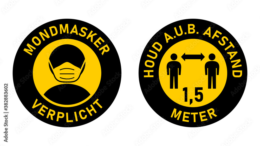 Naklejka premium Set of Round Sticker Signs in Dutch 