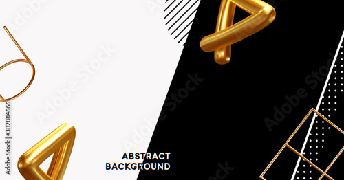 Modern minimal design with realistic 3d render objects. Abstract background. Art trend poster. Vector illustration
