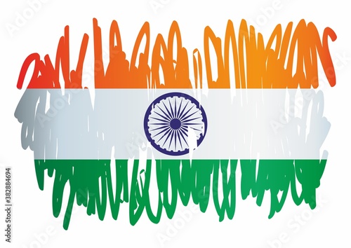Flag of India, Republic of India. Bright, colorful vector illustration