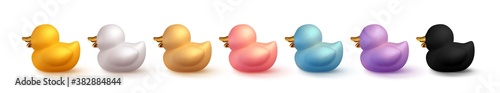 Set of Rubber duck isolated on white background. Vector illustration