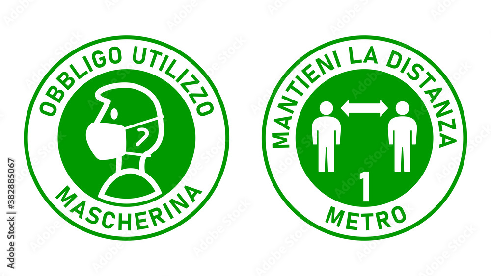 Set of Round Sticker Signs in Italian Set of Round Sticker Signs in Italian