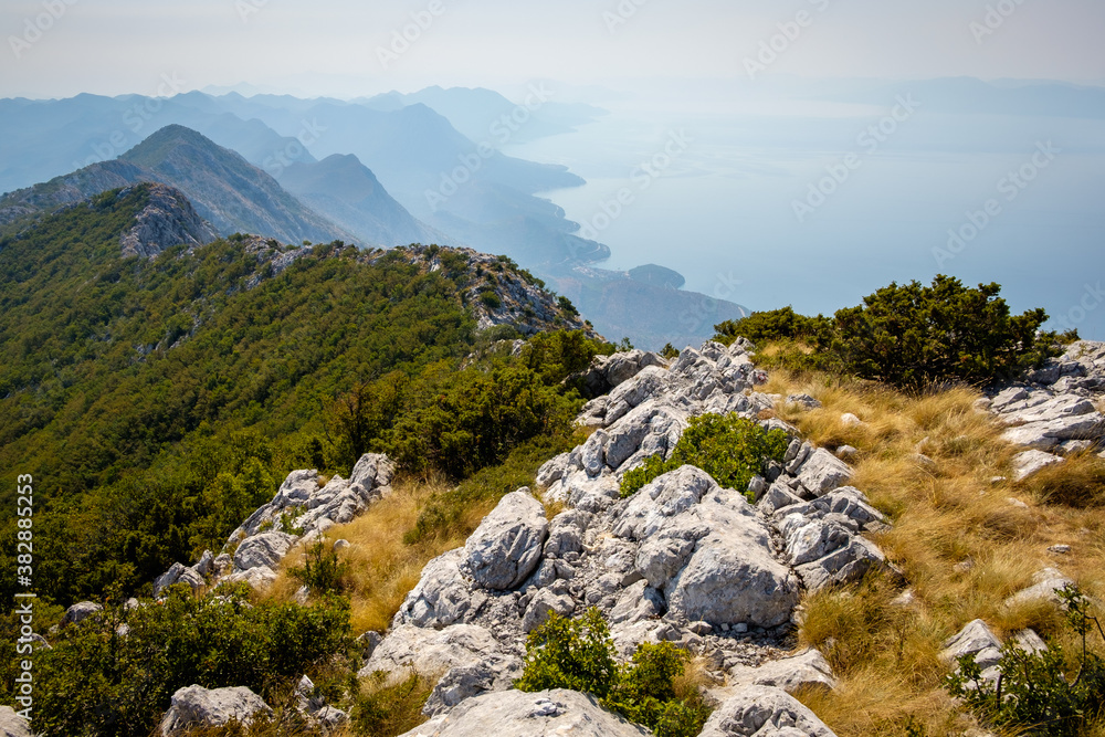 mountain peak view to the sea landscape, sutvid, croatia