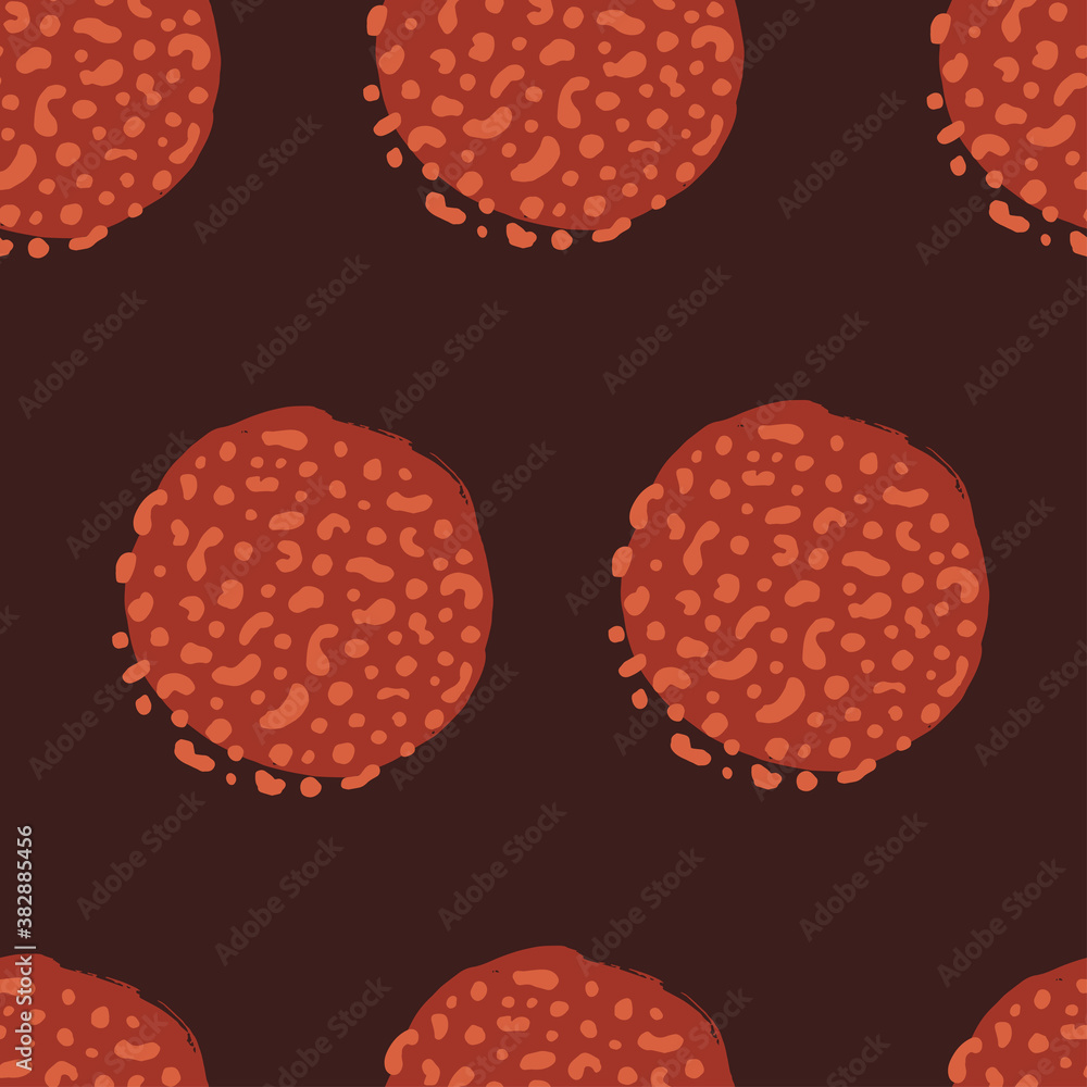Polka dot seamless pattern on brown background. Vector design for textile, backgrounds, clothes, wrapping paper, web sites and wallpaper. Fashion illustration seamless pattern. Polka dot seamless pattern on brown background. Vector design for textile, backgrounds, clothes, wrapping paper, web sites and wallpaper. Fashion illustration seamless pattern.