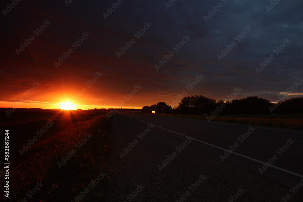 sunrise on the road 