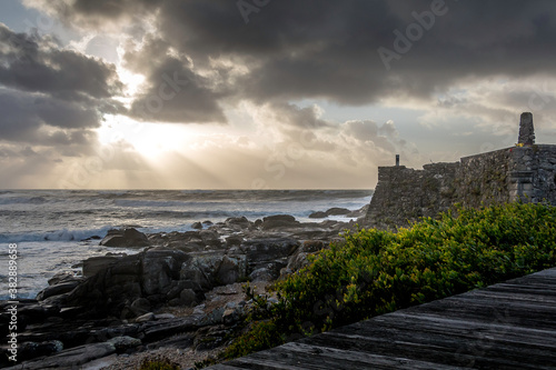 Ocean view on a stormy day near Vila Praia de Ancora, Caminha, Portugal photo