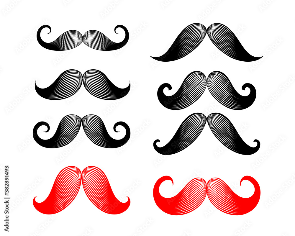 Comic style retro moustache vector set isolated on white Comic style retro moustache vector set isolated on white