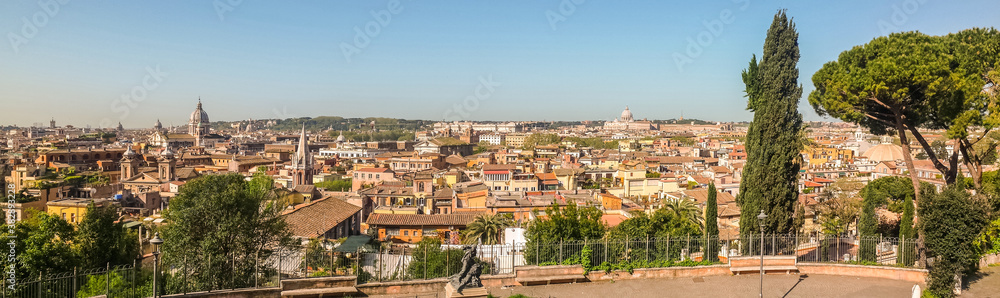 Aerial wide view of Rome from the Janiculum terrace