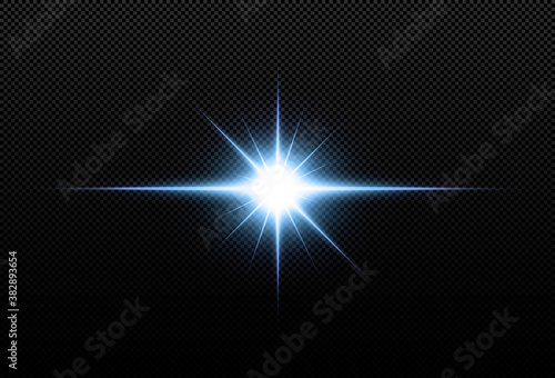 Shining neon stars isolated on black background. Effects, lens flare, shine, explosion, neon light, set. Light star blue png. Light sun blue png. Light flash blue png. vector illustrator.