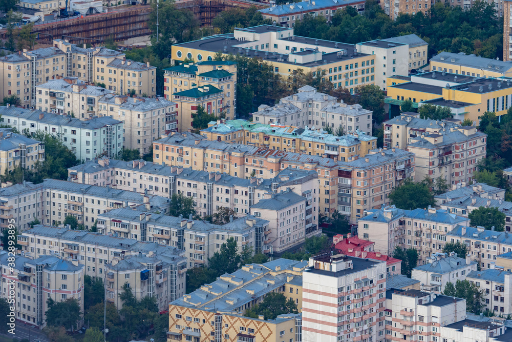 Moscow. Russia. Panorama of the Russian capital from a quadrocopter.  Residential areas of Moscow. Housing construction in the Russian capital. Urban infrastructure. Cities of Russia. Travel to Russia