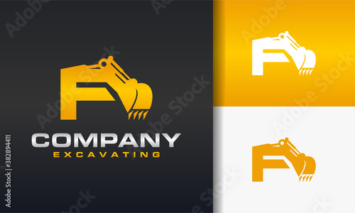 excavator letter F logo