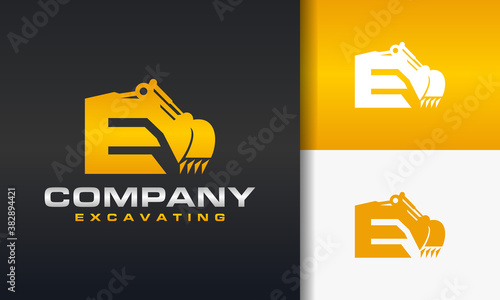 excavator letter E logo
