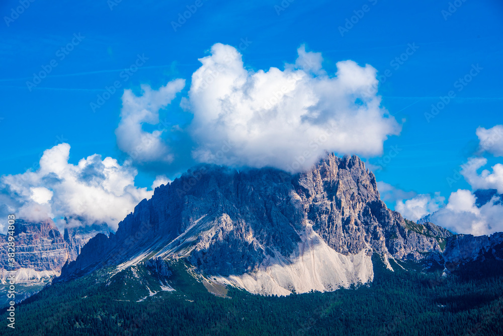clouds and peaks of the Dolomites