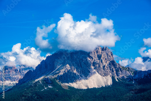 clouds and peaks of the Dolomites