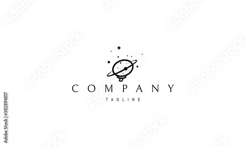 Vector logo on which an abstract image of the brain and orbit with the planet.