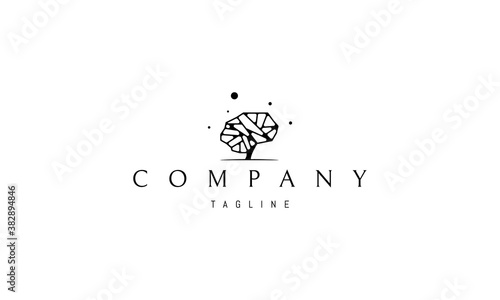 Vector logo on which an abstract image of the brain in the form of a tree.