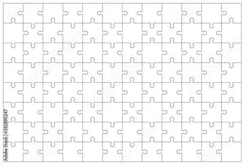 Transparent jigsaw puzzle of 96 pieces. Vector illustration.