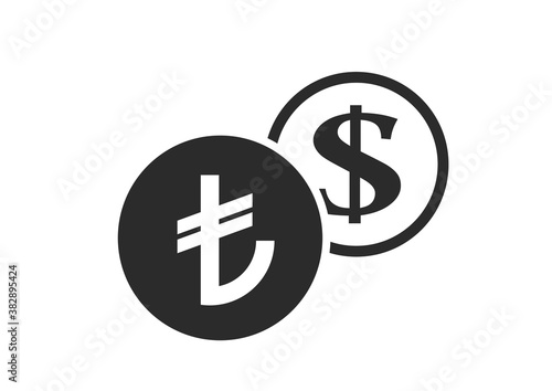 turkish lira to dollar currency exchange icon. money and banking transfer symbol