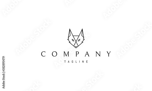 Vector logo on which an abstract image of a fox face in a linear style.