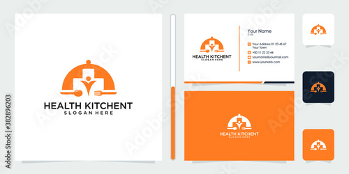 health kitchent logo design symbol icon template business card Vector Premium	 photo