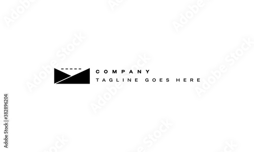 Vector logo on which an abstract image of a videotape in an envelope.
