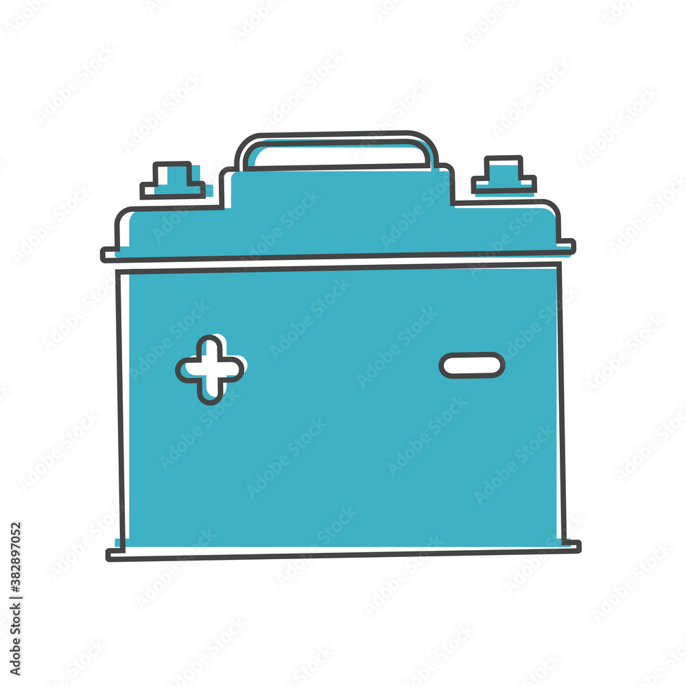 Vector icon car battery cartoon style on white isolated background. Vector icon car battery cartoon style on white isolated background.