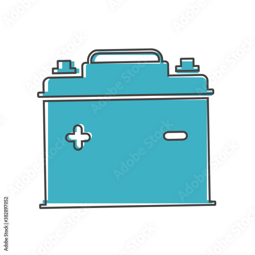 Vector icon car battery cartoon style on white isolated background.