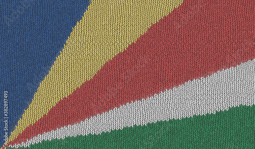 Detailed Illustration of a Knitted Flag of Seychelles