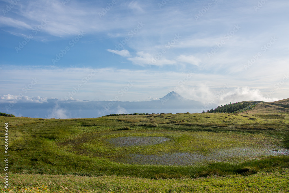Fototapeta premium Walk on the Azores archipelago. Discovery of the island of sao jorge, Azores. Velas