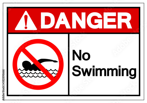 Danger No Swimming Symbol Sign, Vector Illustration, Isolate On White Background Label. EPS10