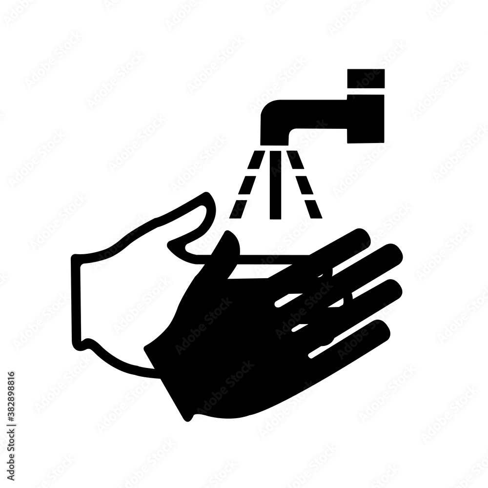 Fototapeta premium Wash Your Hand Black Icon,Vector Illustration, Isolated On White Background Label. EPS10